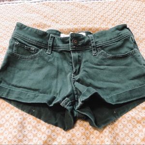 Olive Green Low-Rise Short-Shorts